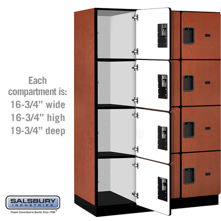 Salsbury Industries 4 Tier Designer Locker, 54"Wx76"Hx21"D, 12 Door, Cherry 18-24361CHE